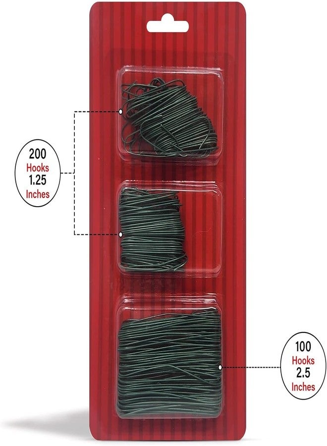 Bexter 300 Pack of Green Ornament Hooks Christmas Tree Decorating Hooks- Metal Wire Ornament Hooks for Christmas Tree Decoration Hanging (Green) (Happy Holidays!!) - Image 2